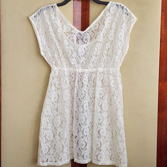 Free People Lace Top Coverup Ivory Size M - Picture 5 of 7